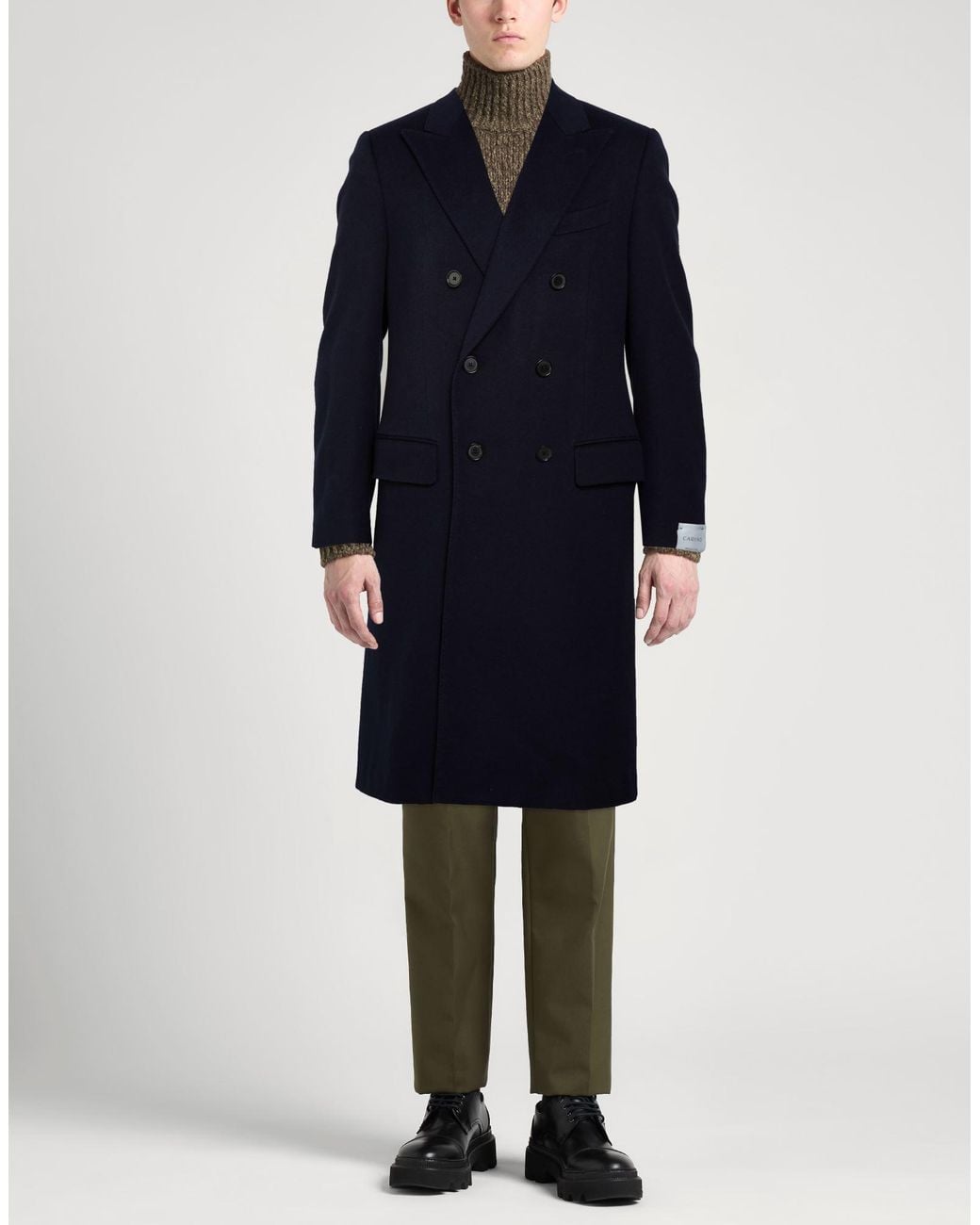 Caruso Blue Midnight Coat Wool for men