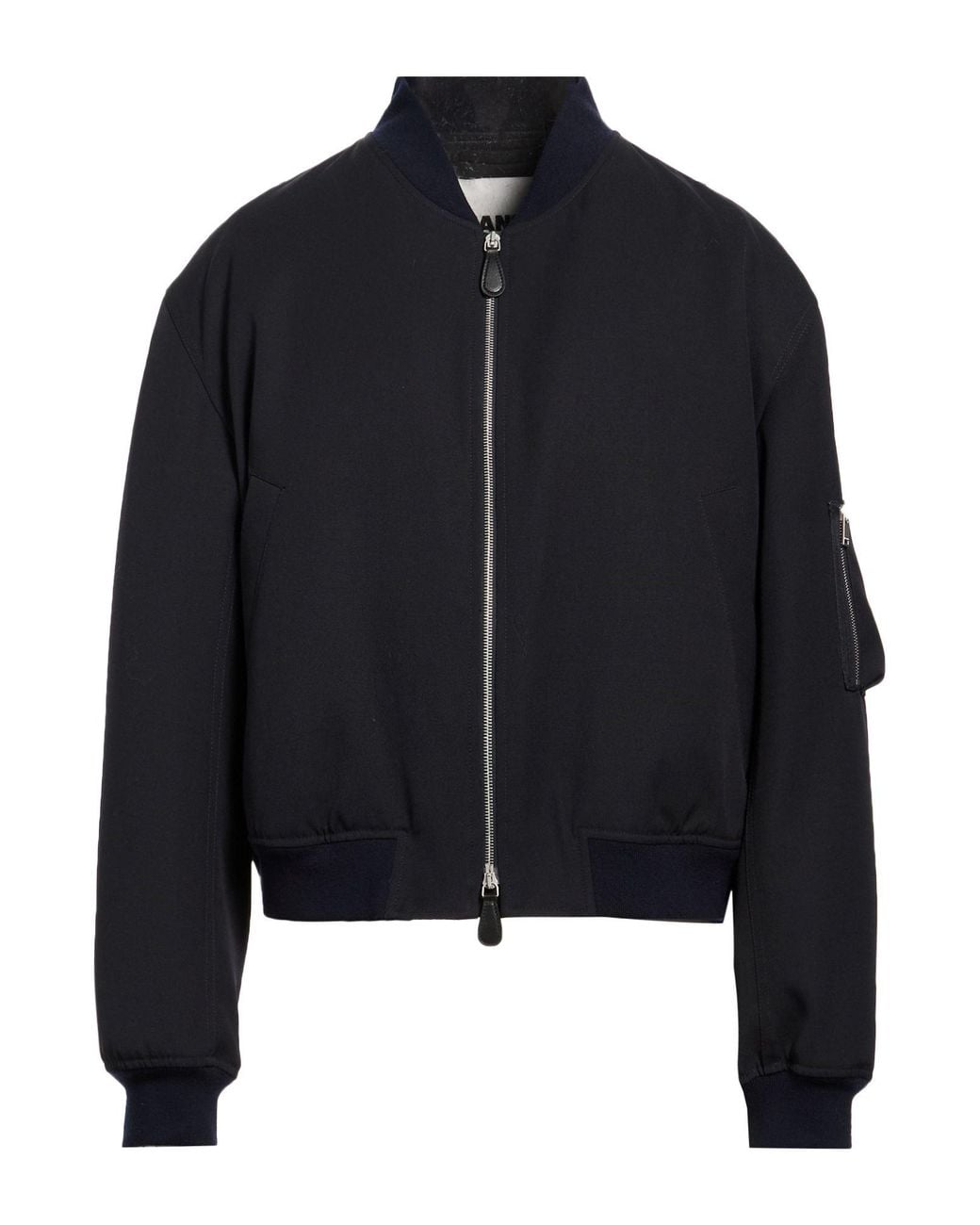 Jil Sander Black Jacket Wool, Ovine Leather for men