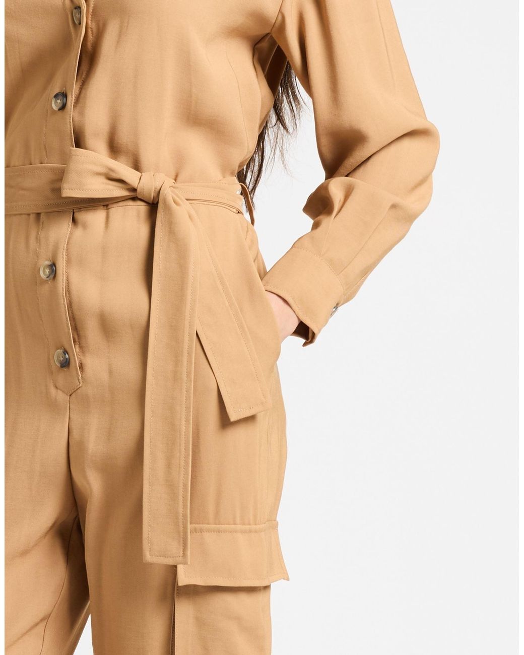Anna Molinari Natural Camel Jumpsuit Viscose, Polyester