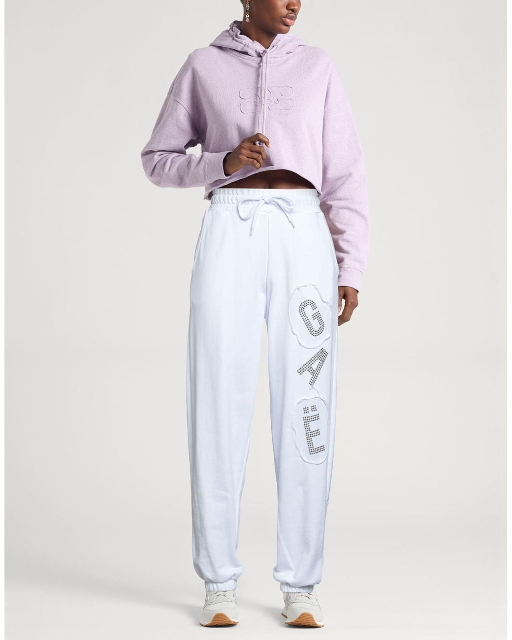 Gaelle Paris White Pants Cotton, Polyester
