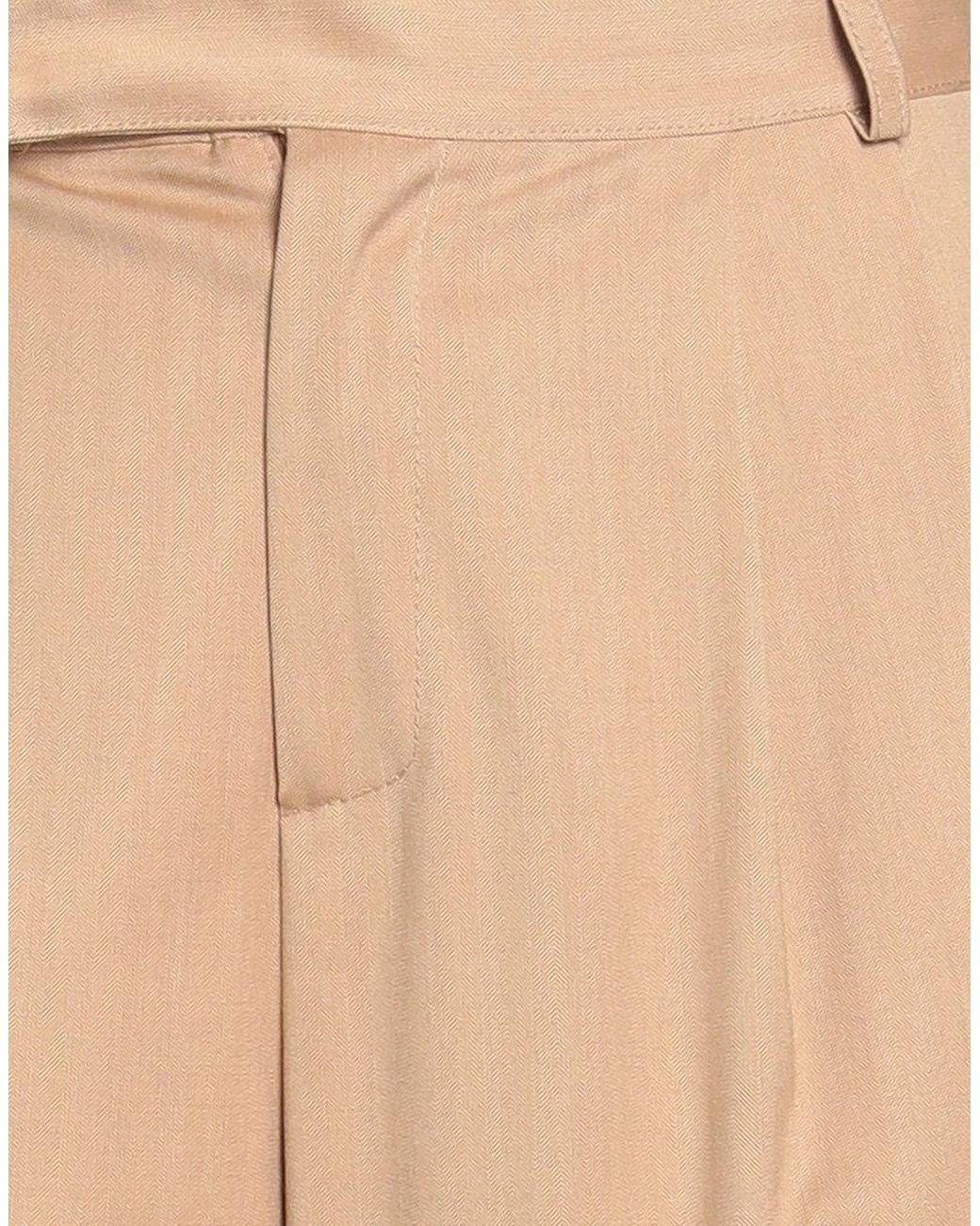 Gaelle Paris Natural Camel Pants Polyester, Viscose, Elastane