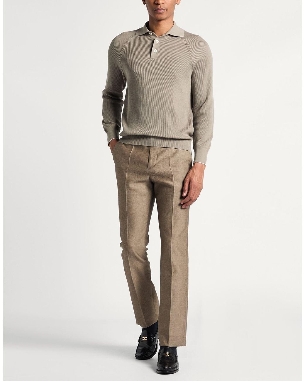 Brunello Cucinelli Gray Khaki Sweater Cotton for men