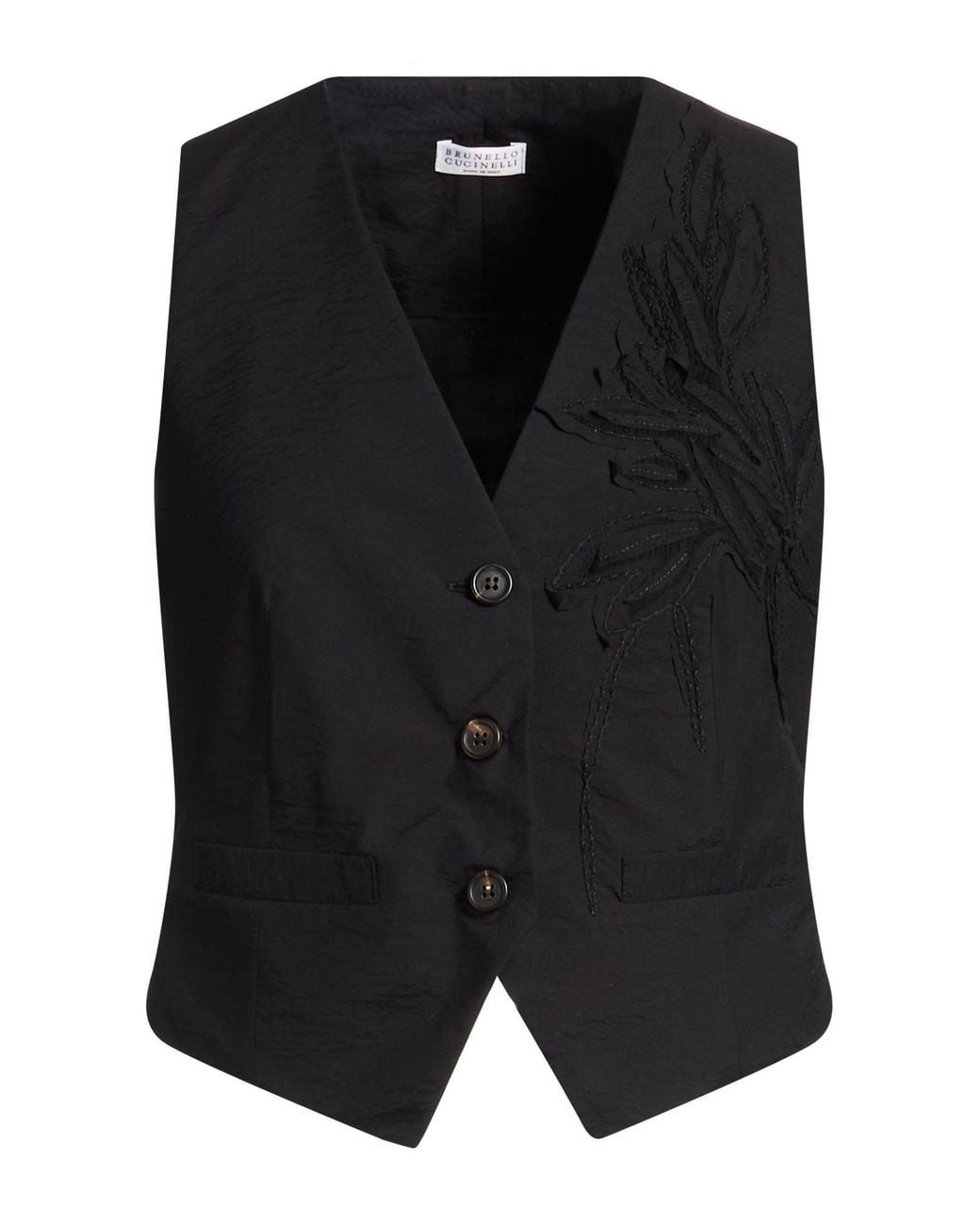 Brunello Cucinelli Black Tailored Vest Cotton, Polyamide