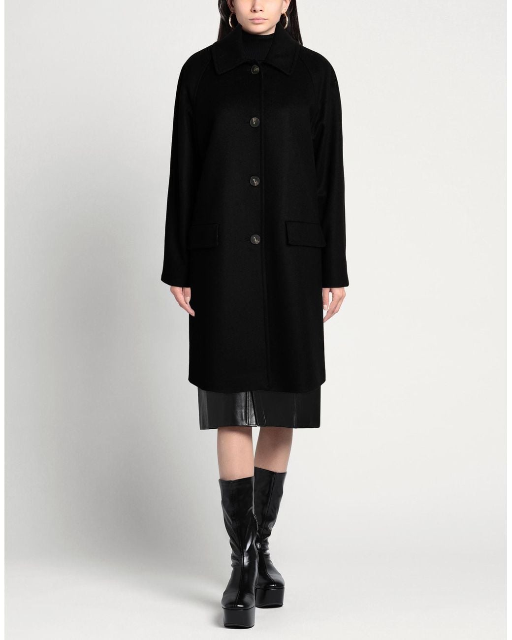 ANNIE PARIS Black Coat Virgin Wool, Polyamide, Cashmere