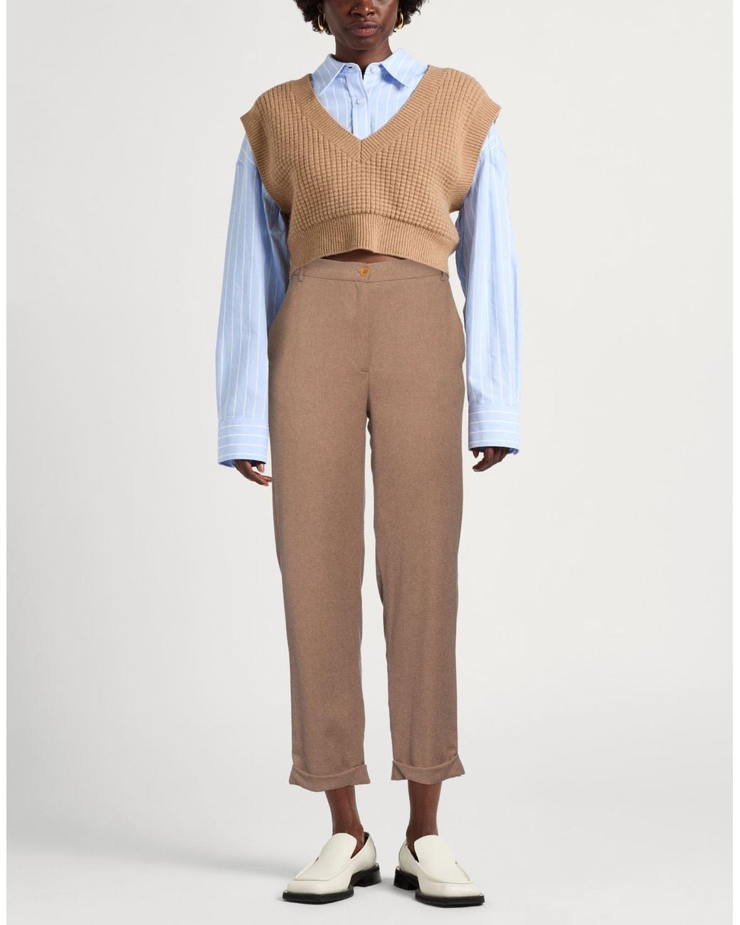 Hartford Brown Camel Pants Polyester, Viscose, Wool, Elastane