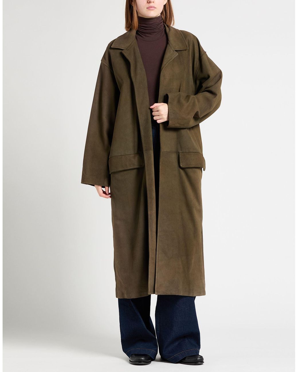 Yeezy Khaki Overcoat & Trench Coat Lambskin in Natural | Lyst