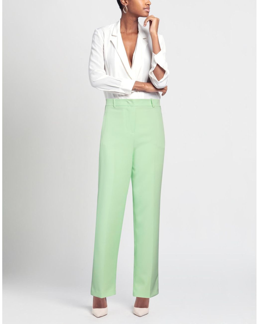 hinnominate Green Pants Polyester, Elastane