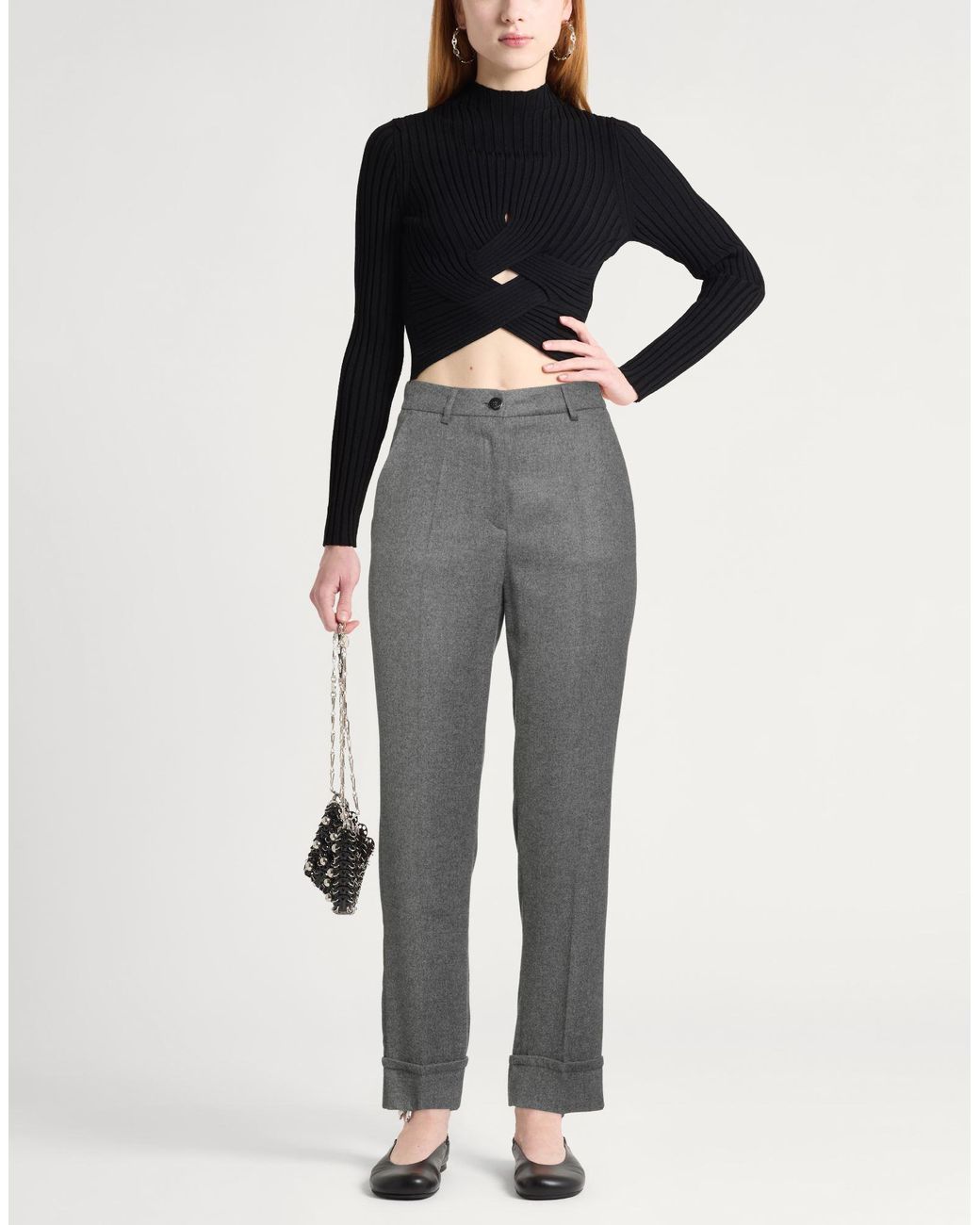 Caractere Gray Pants Viscose, Wool