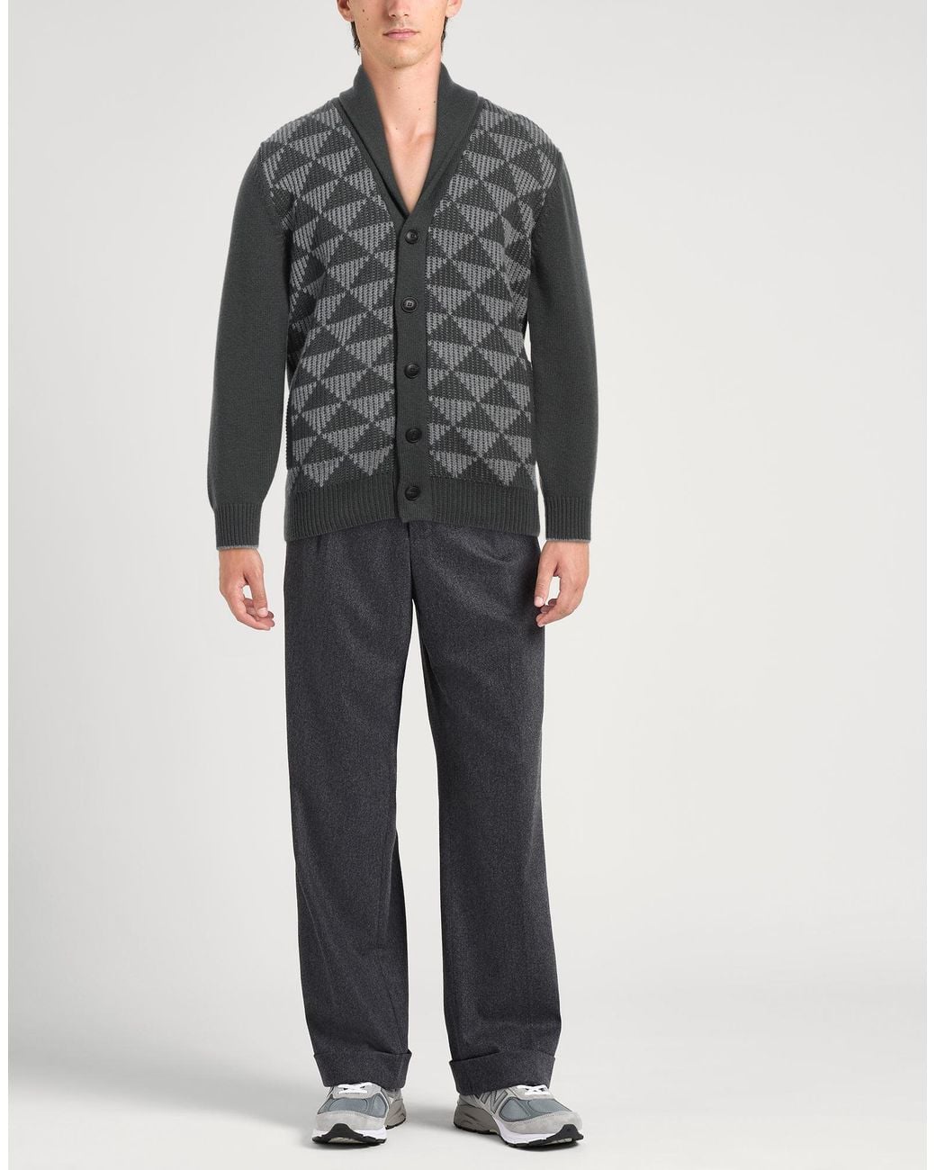 Fedeli Gray Cardigan Cashmere for men