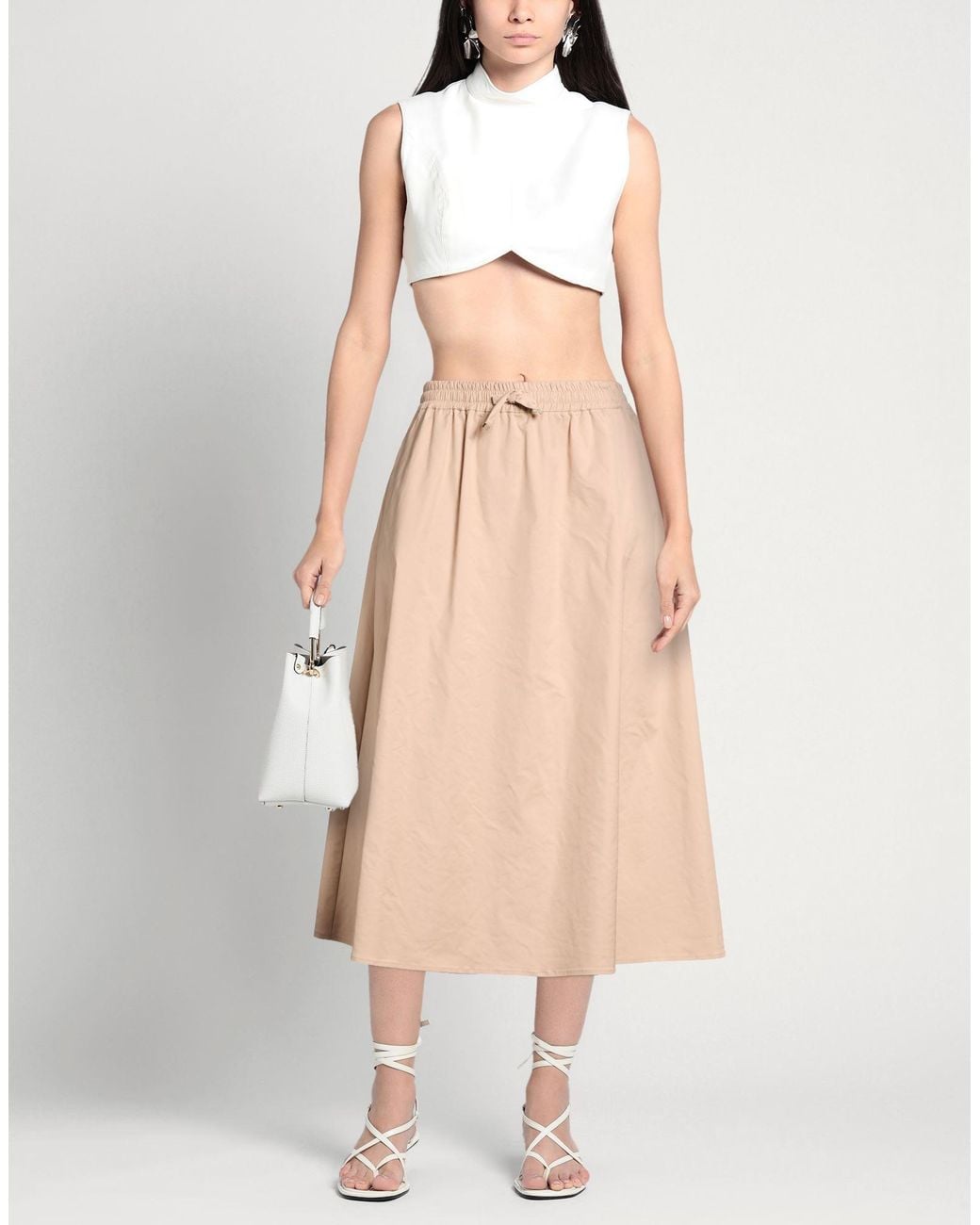 Xandres Natural Midi Skirt Polyester