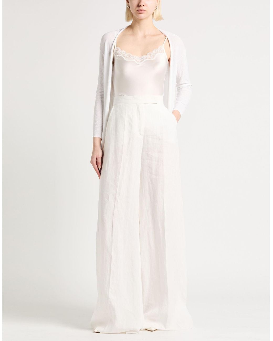 Max Mara White Pants Linen