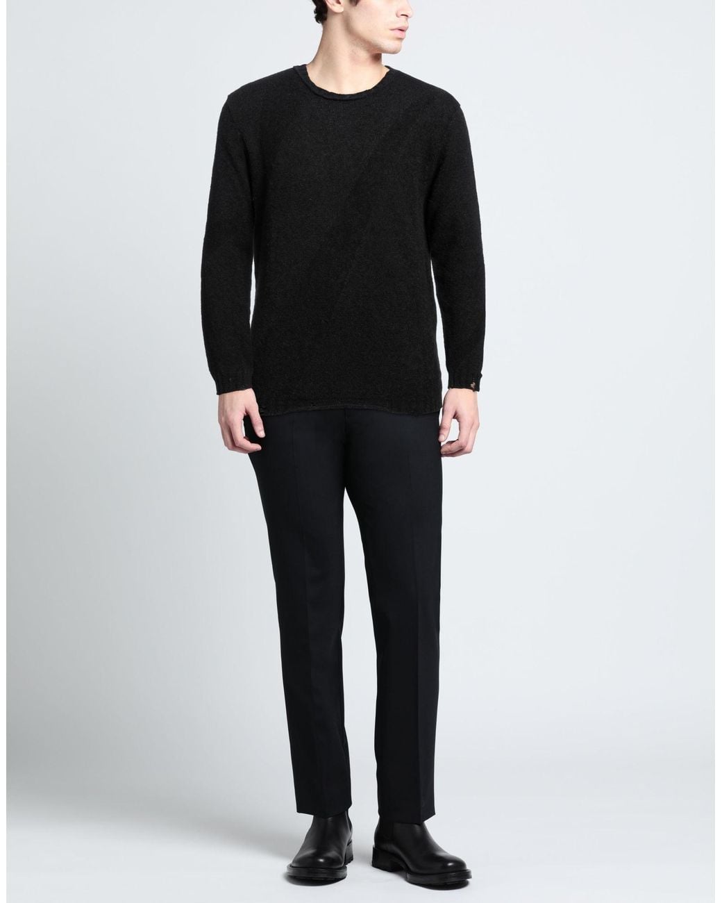 Messagerie Black Sweater Alpaca Wool, Polyamide, Merino Wool for men