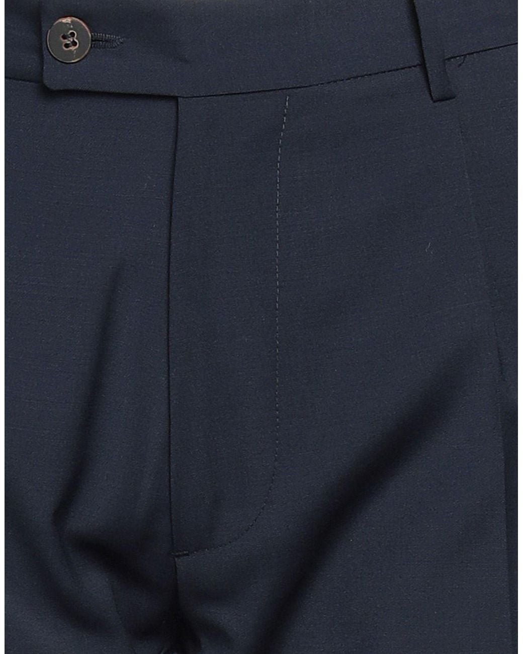 Messagerie Blue Pants Polyester, Wool, Elastane for men