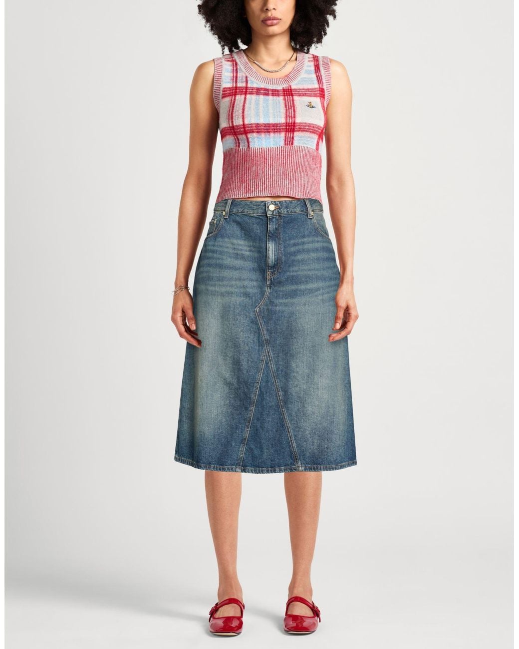Ganni Blue Denim Skirt Organic Cotton