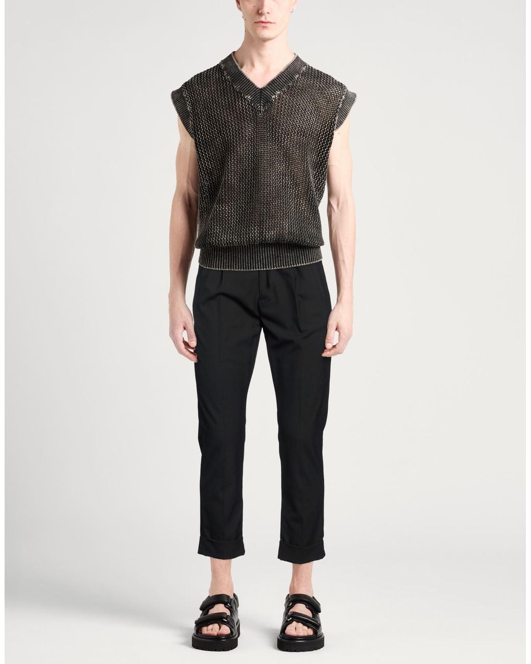 Messagerie Black Pants Wool, Viscose, Elastane for men