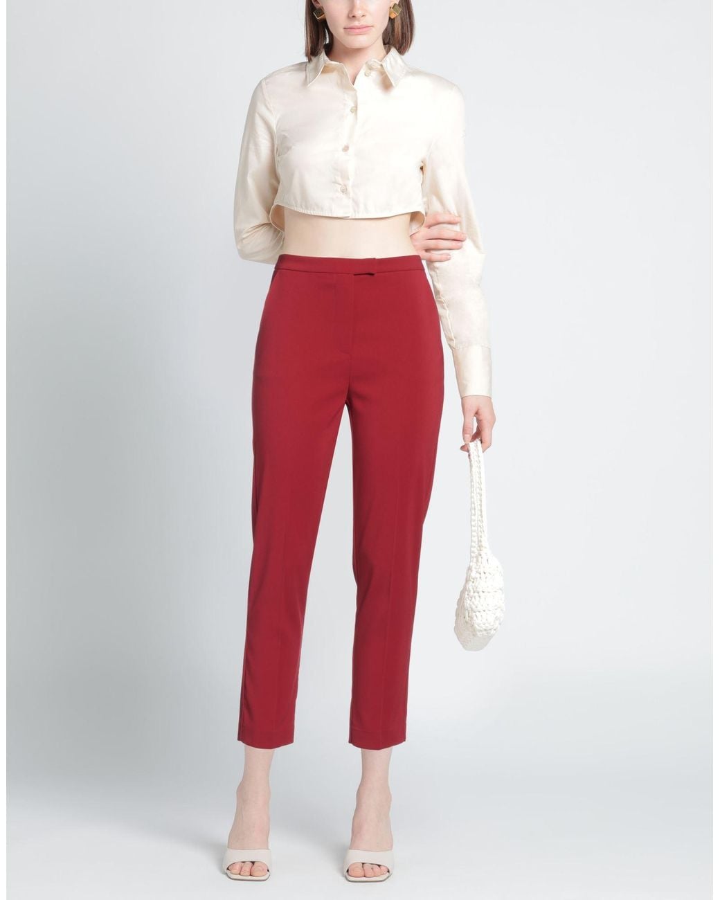 Patrizia Pepe Red Brick Pants Polyester, Elastane
