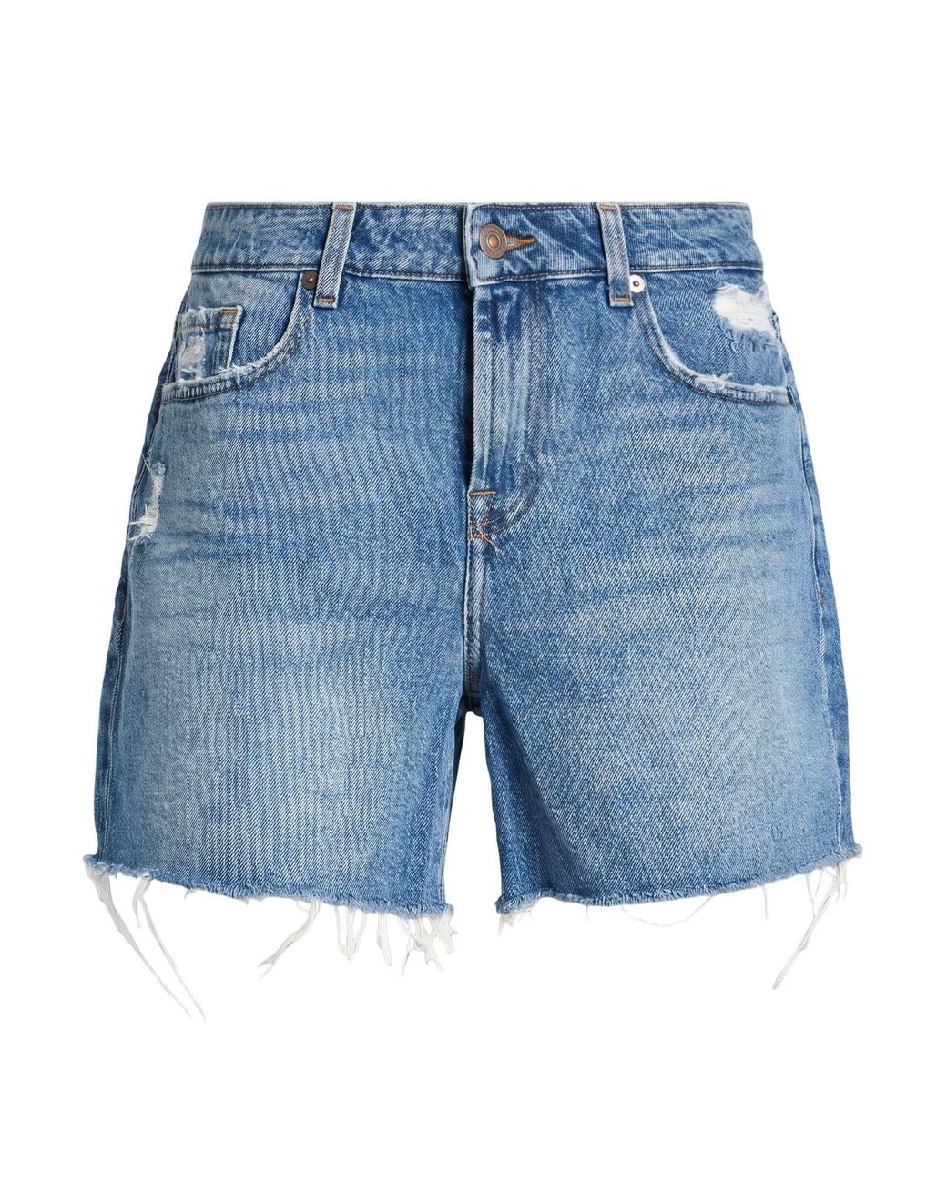 7 For All Mankind Blue Denim Shorts Cotton, Elastane