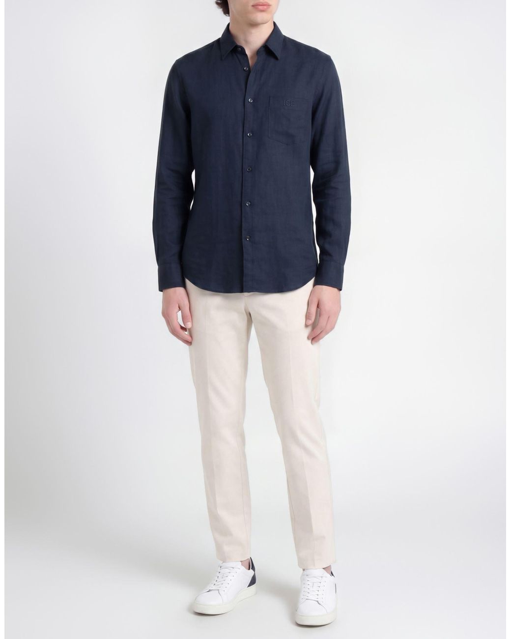 Ice Iceberg Blue Shirt Linen, Cotton for men