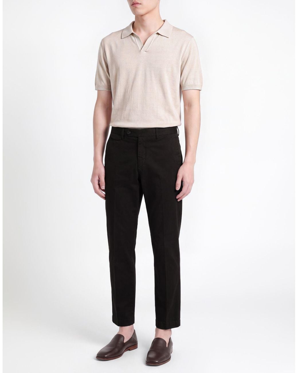 Paoloni Black Pants Cotton, Elastane for men