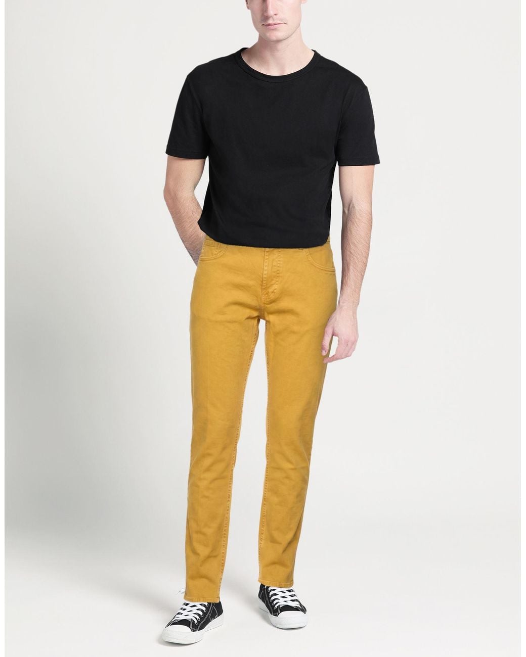 Entre Amis Yellow Jeans Cotton, Elastane for men