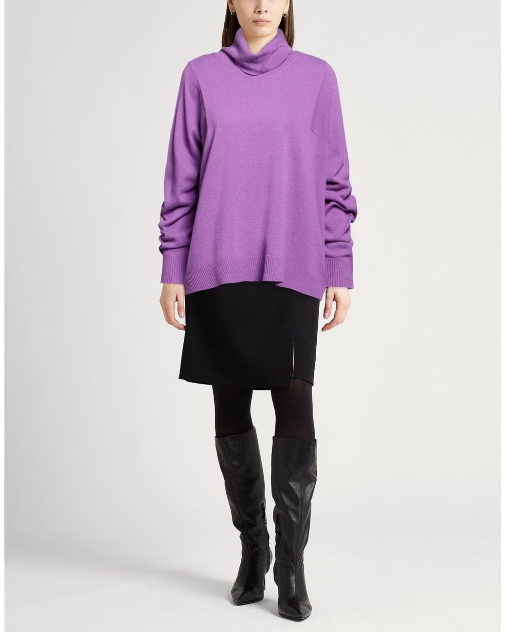 Roberto Collina Purple Turtleneck Merino Wool