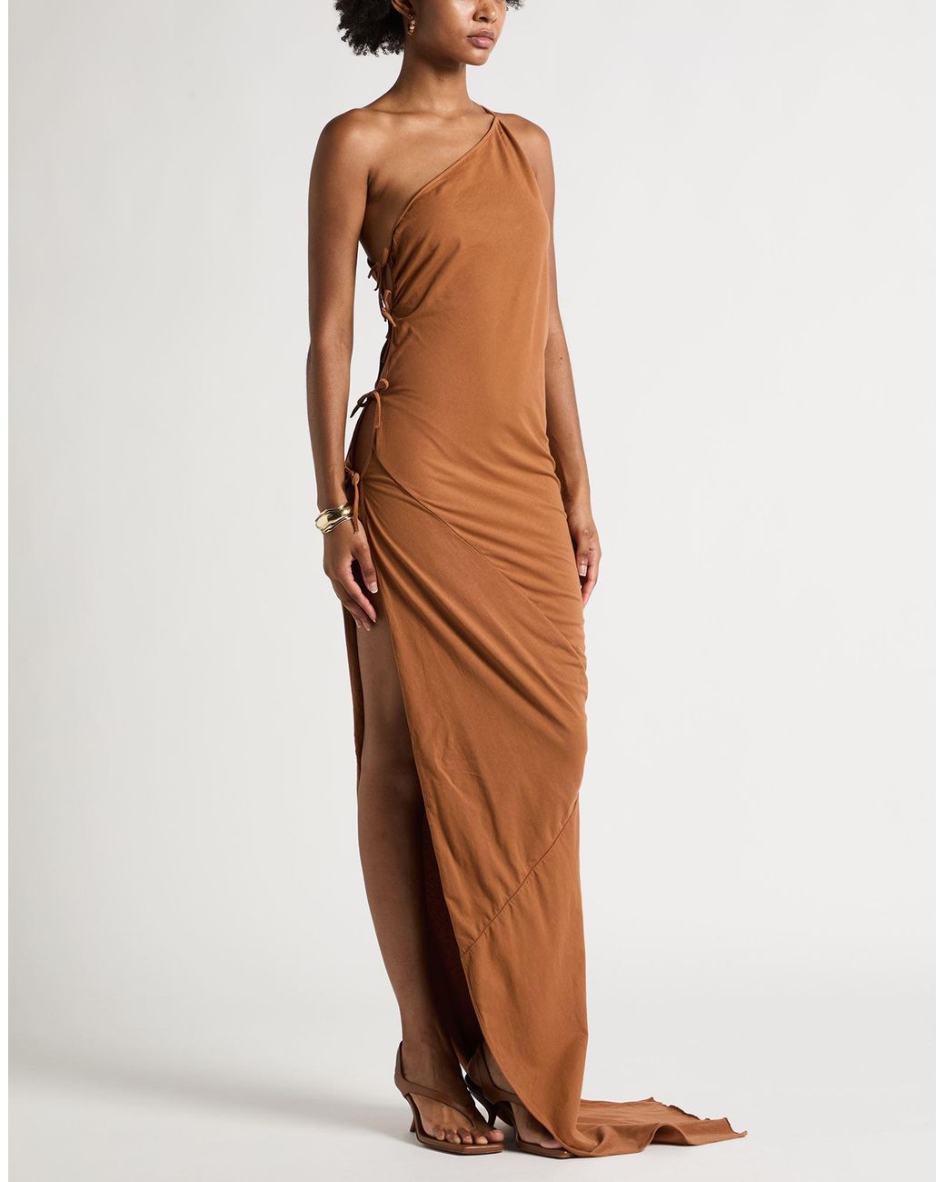 Rick Owens White Tan Maxi Dress Cotton