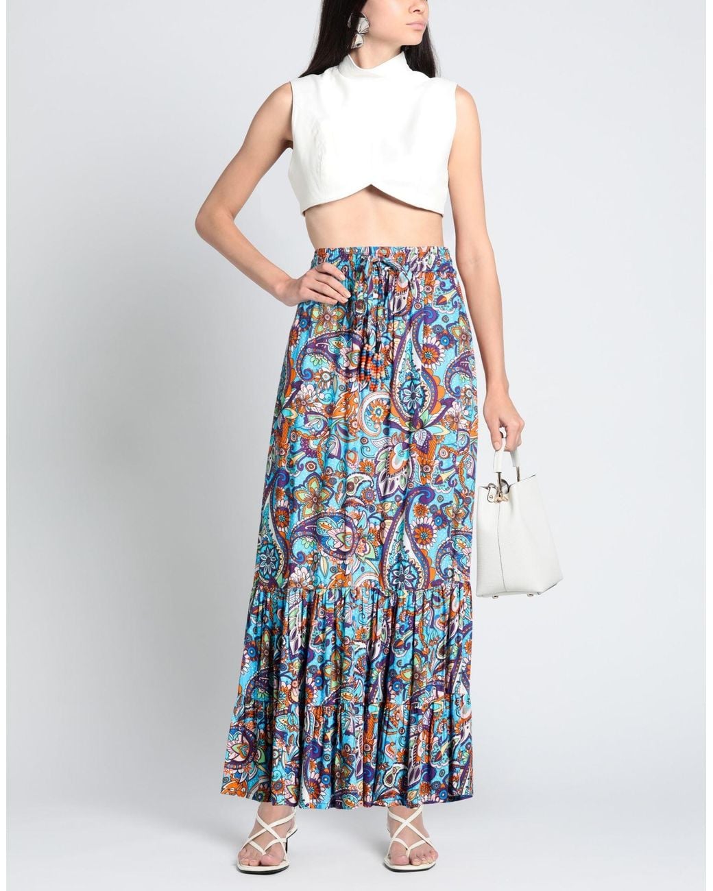 CONNOR & BLAKE Blue Azure Maxi Skirt Viscose