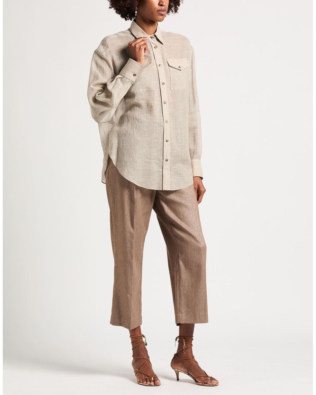 Brunello Cucinelli White Shirt Linen, Polyamide