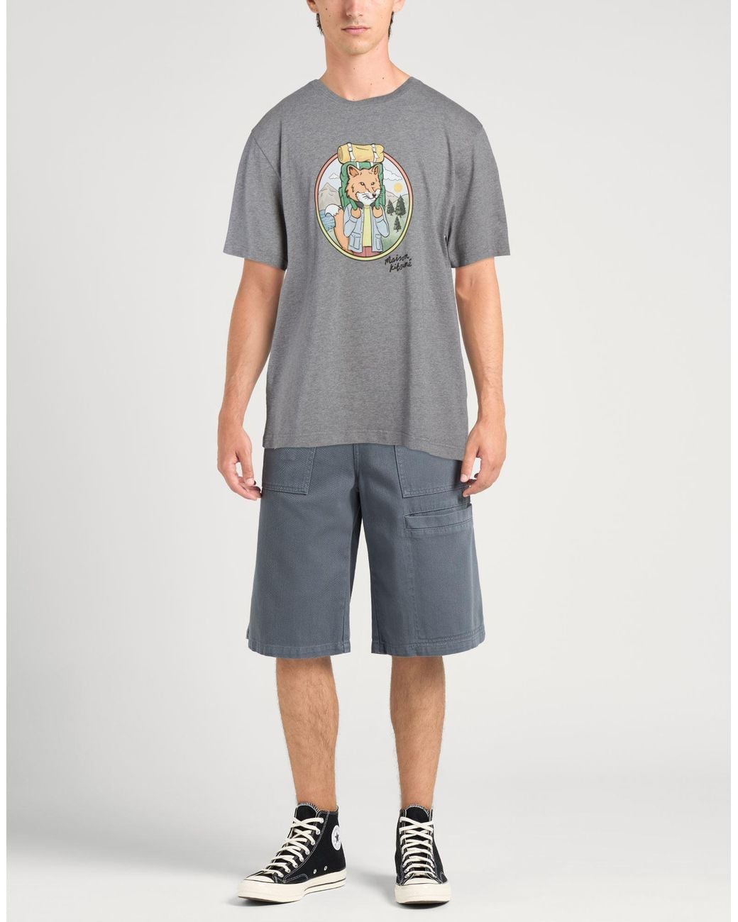 Maison Kitsuné Gray T-Shirt Cotton for men