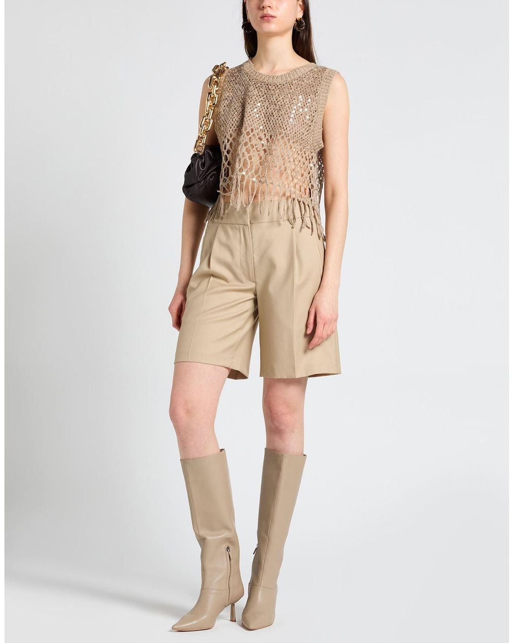 Brunello Cucinelli Natural Top Silk, Linen, Polyester