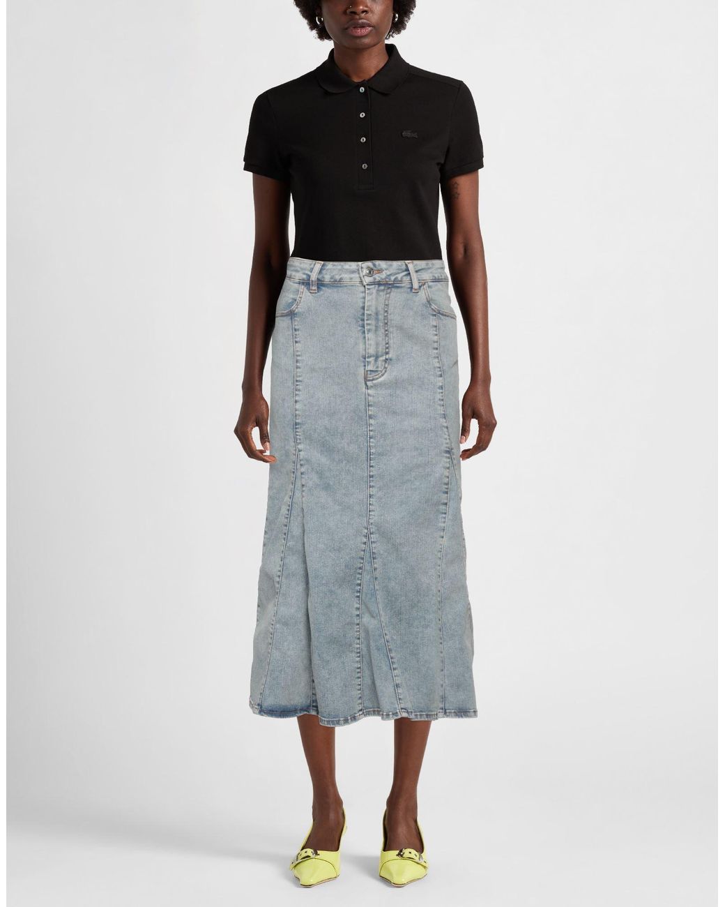 Maje Blue Denim Skirt Cotton, Polyester, Elastane