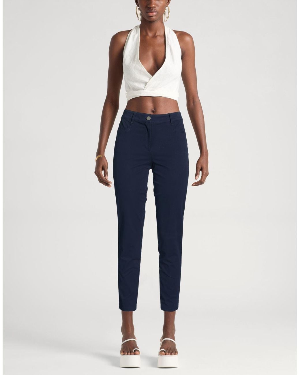 Pennyblack Blue Pants Cotton, Elastane