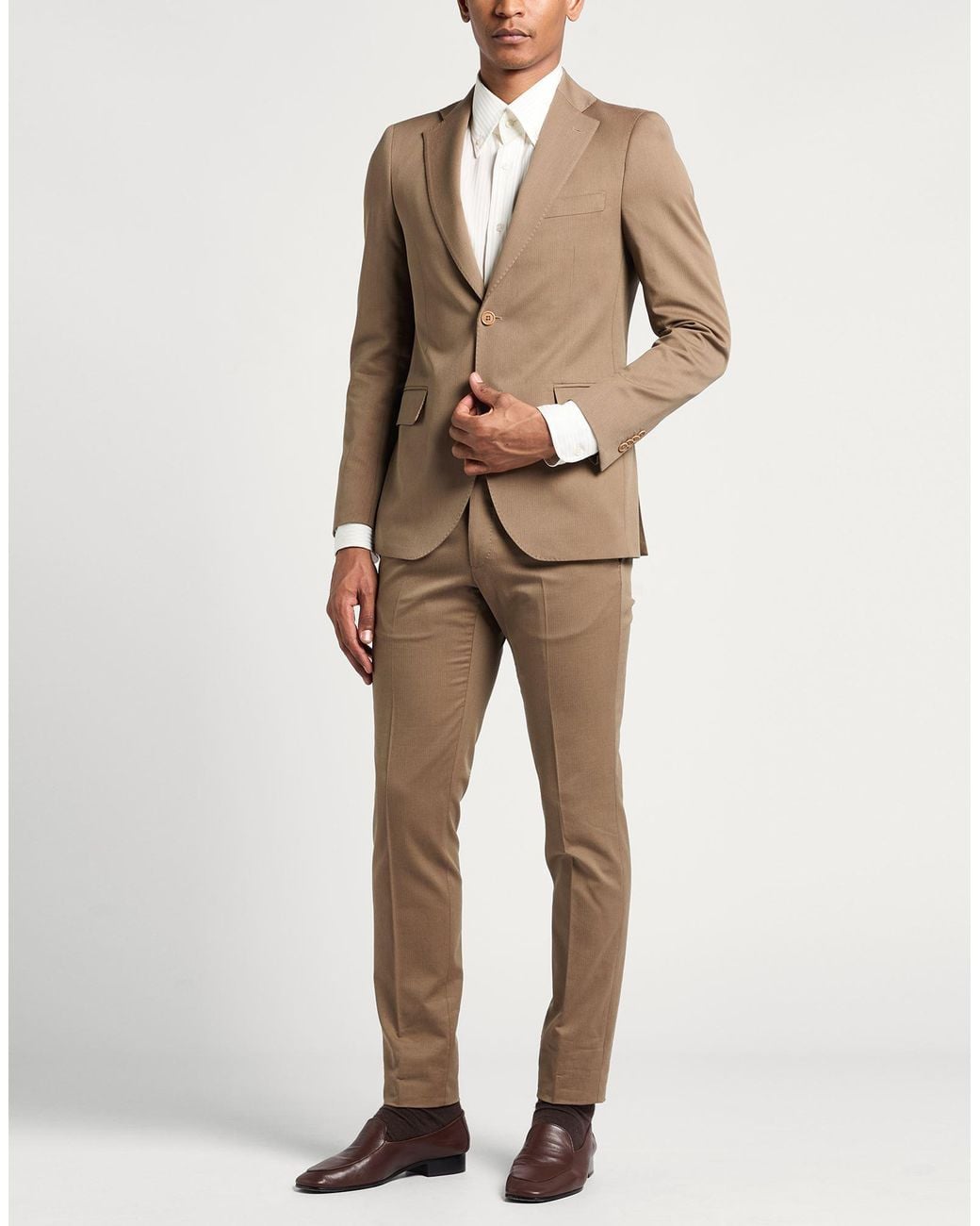 Tombolini Natural Camel Suit Cotton, Virgin Wool, Elastane for men
