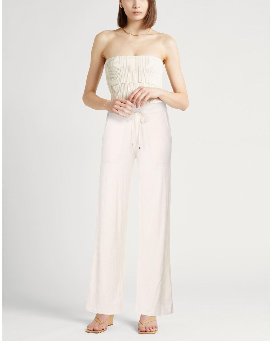 Eleventy White Ivory Pants Wool