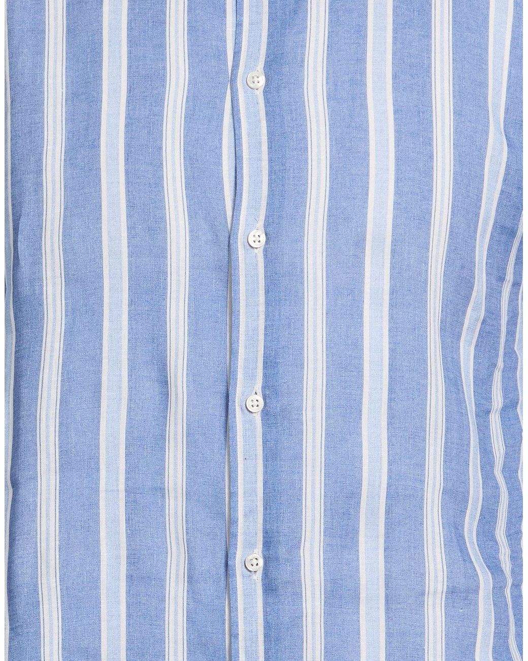 Fedeli Blue Shirt Linen for men