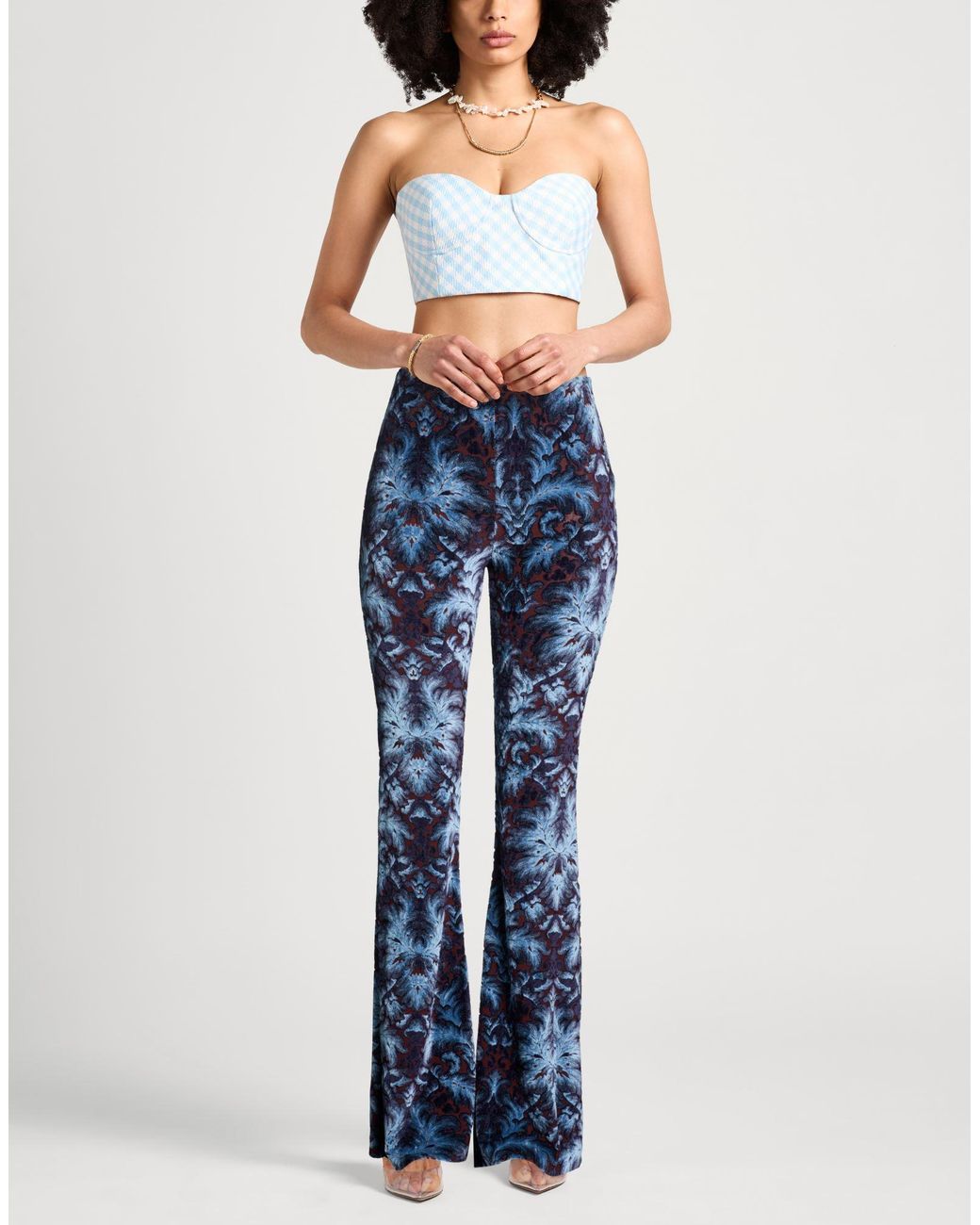 Etro Blue Slate Pants Viscose, Elastane