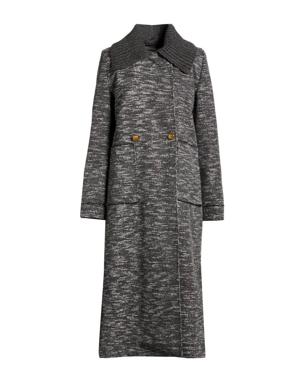 Antonia Zander Gray Coat Wool, Cotton, Polyamide, Polyester