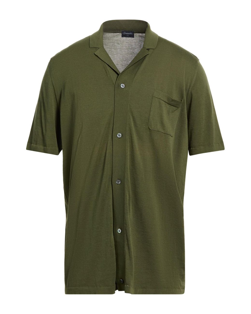 Drumohr Green Military Shirt Cotton for men