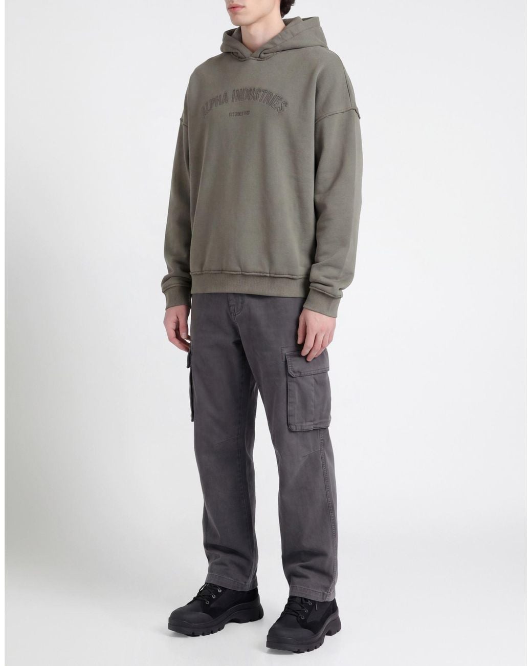 Alpha Industries Gray Military Sweatshirt Cotton, Polyester for men