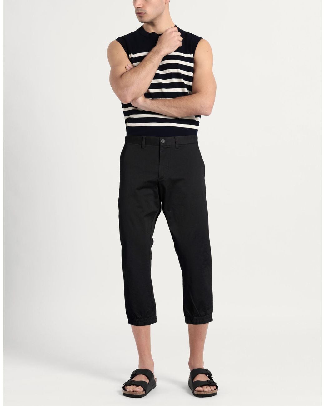 Lacoste Black Pants Cotton, Elastane for men