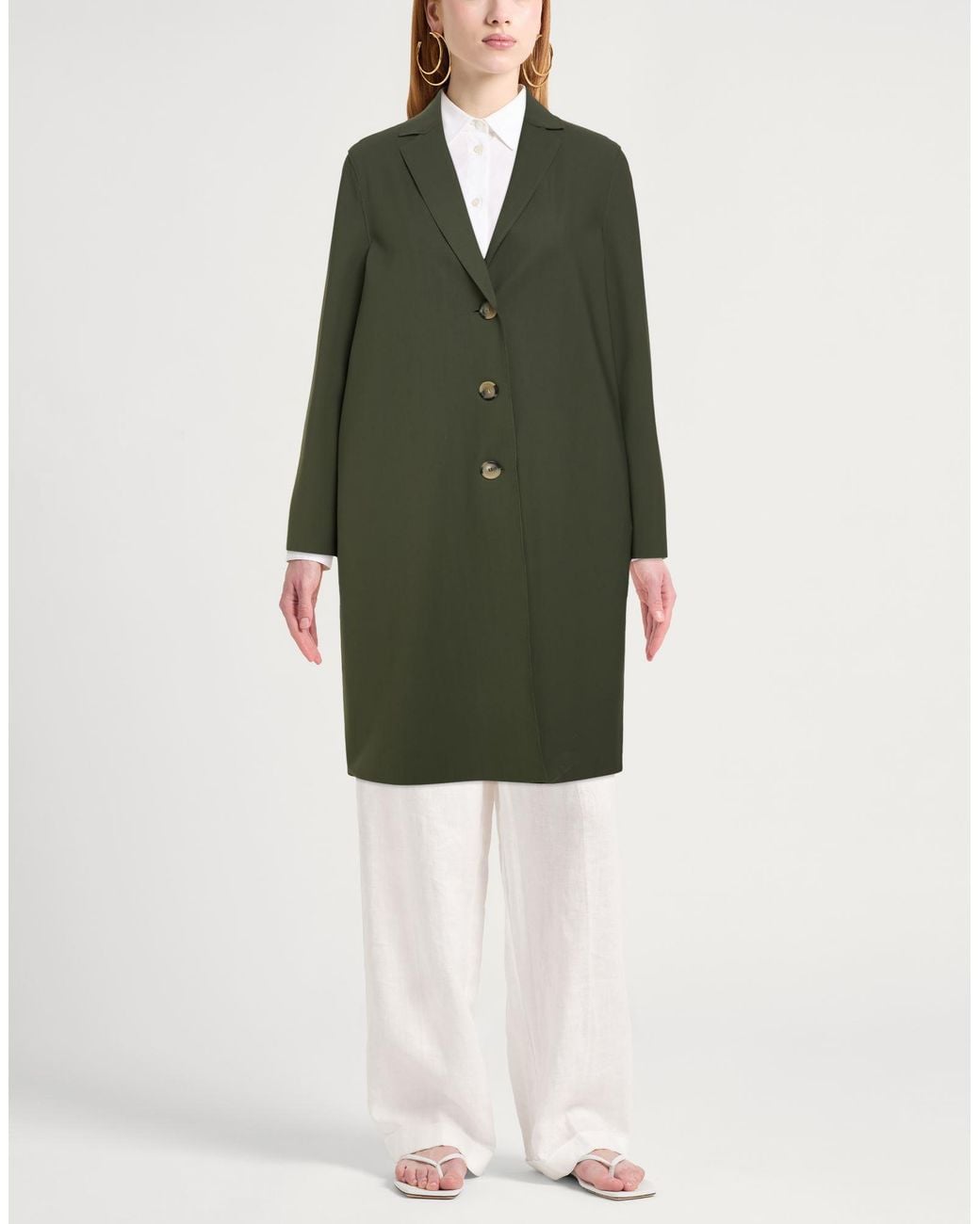Harris Wharf London Green Overcoat & Trench Coat