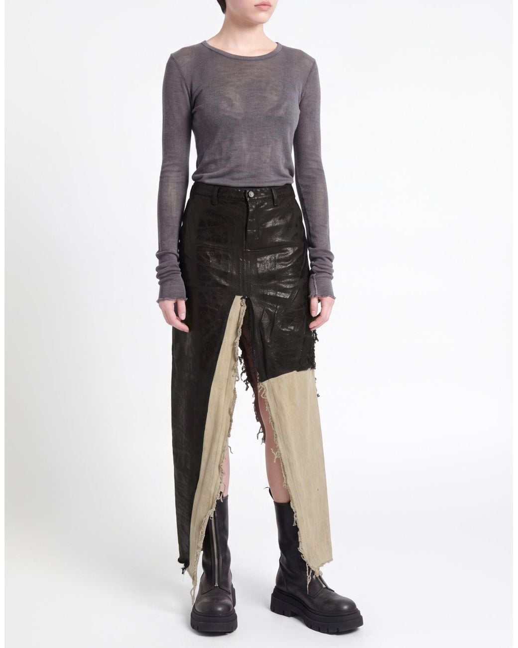 Rick Owens Black Maxi Skirt Cotton