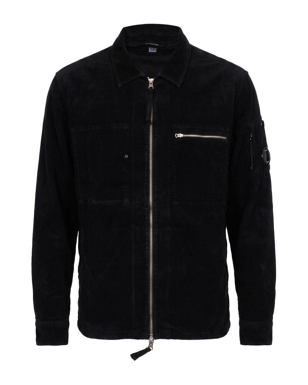C P Company Black Jacket Cotton, Elastane for men