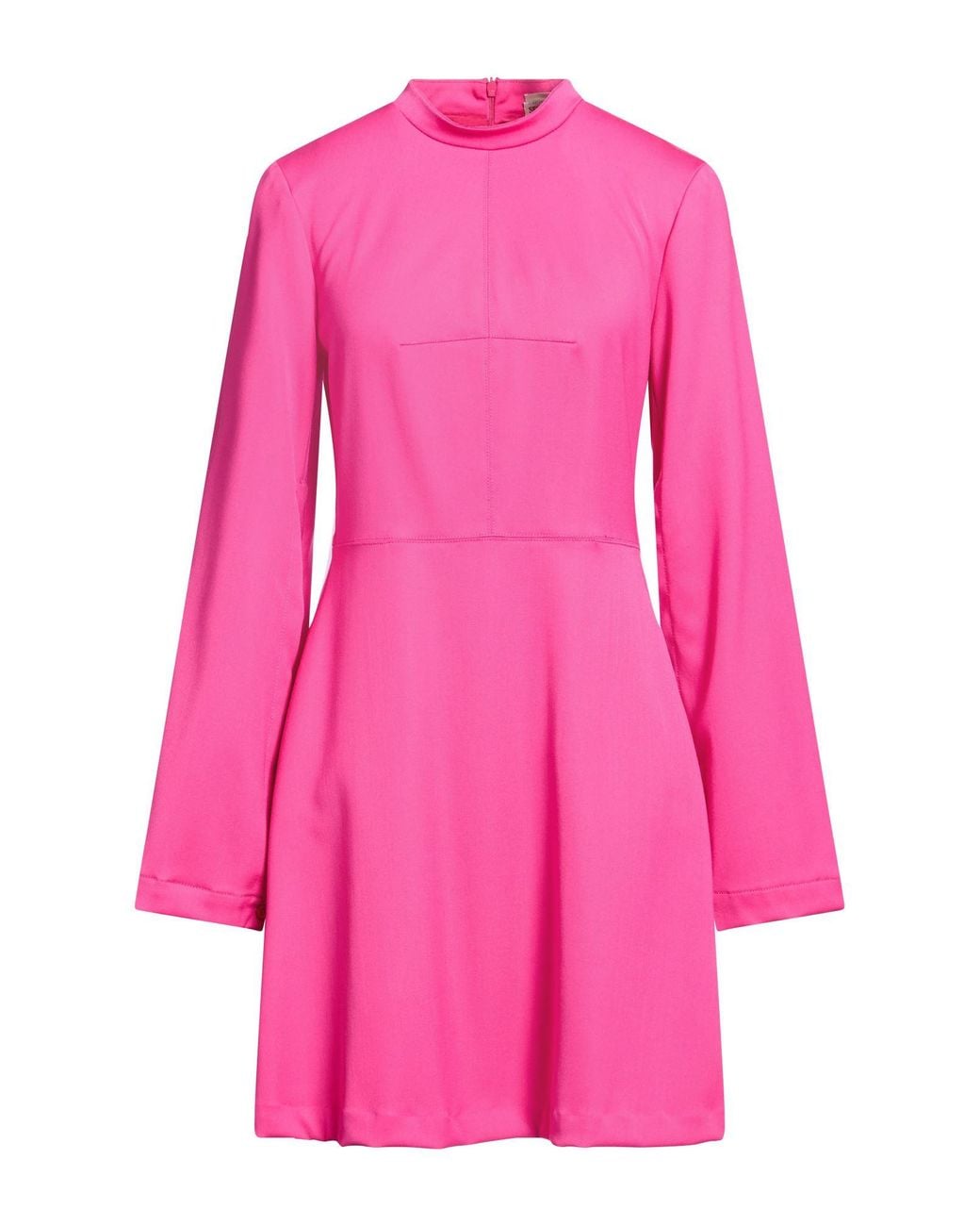 Semicouture Pink Fuchsia Mini Dress Polyester, Virgin Wool, Elastane