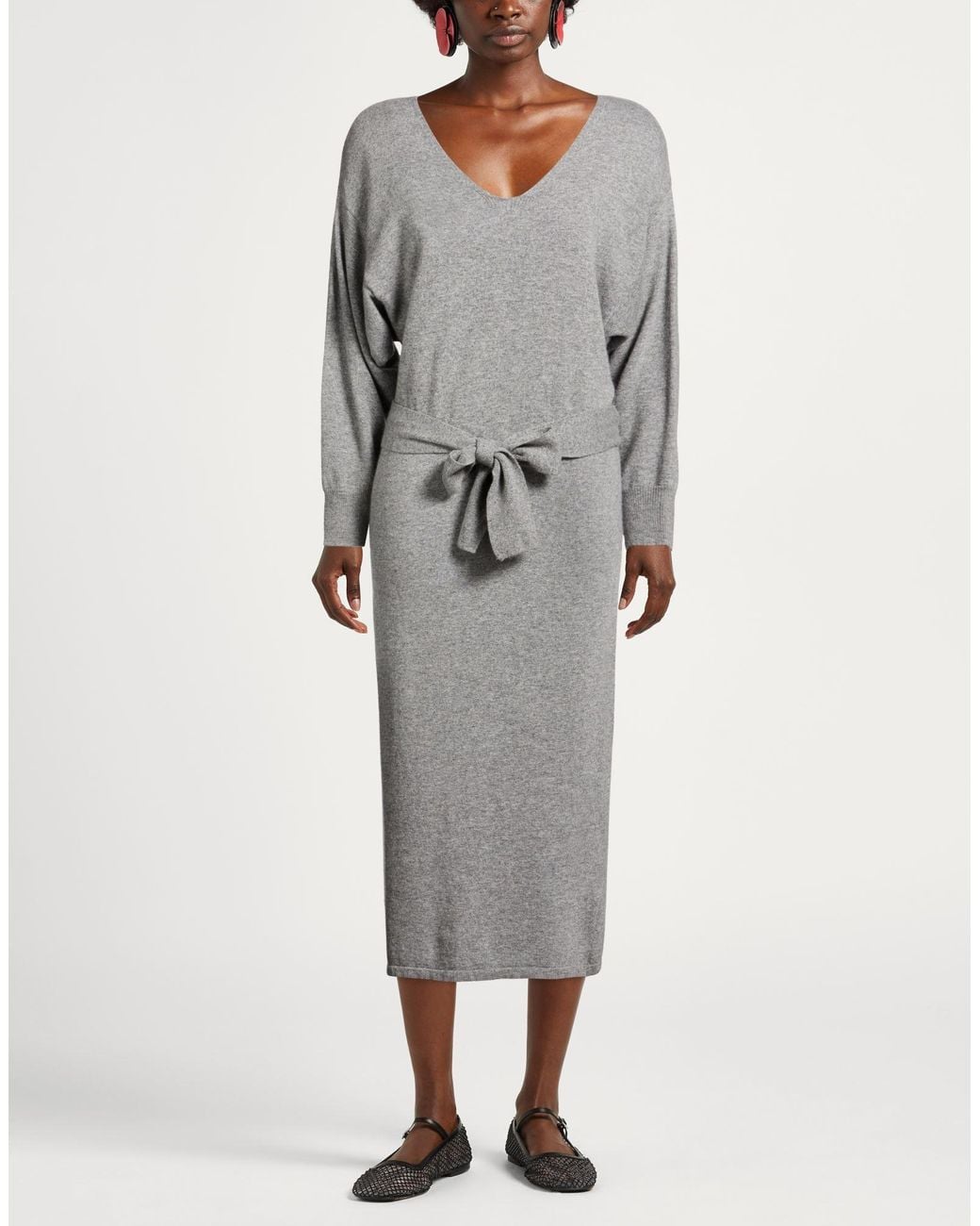 ViCOLO Gray Midi Dress Viscose, Polyamide, Wool, Cashmere