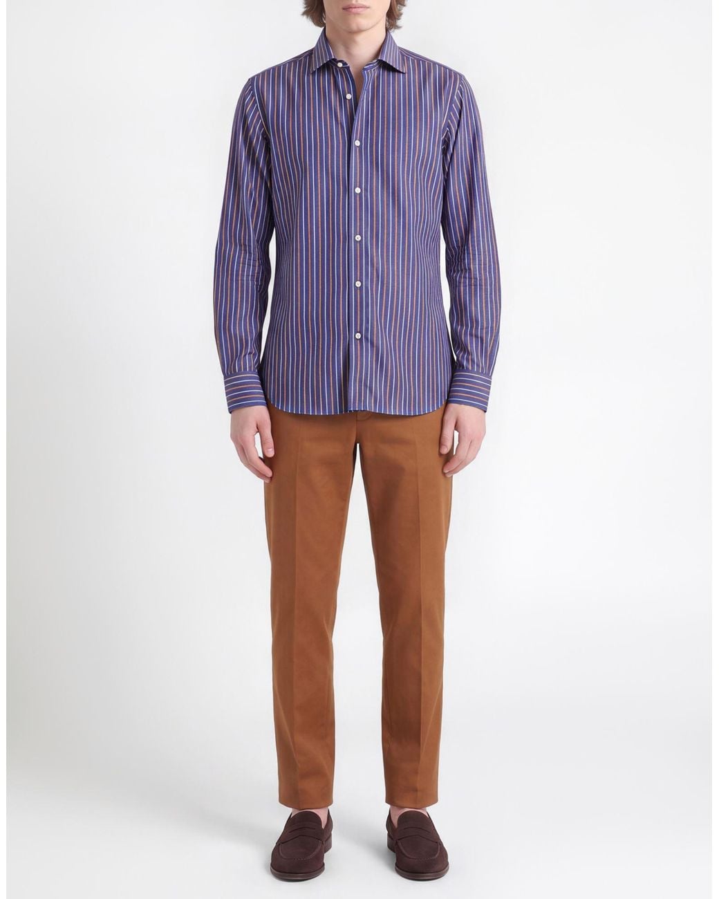 Isaia Blue Shirt Cotton for men