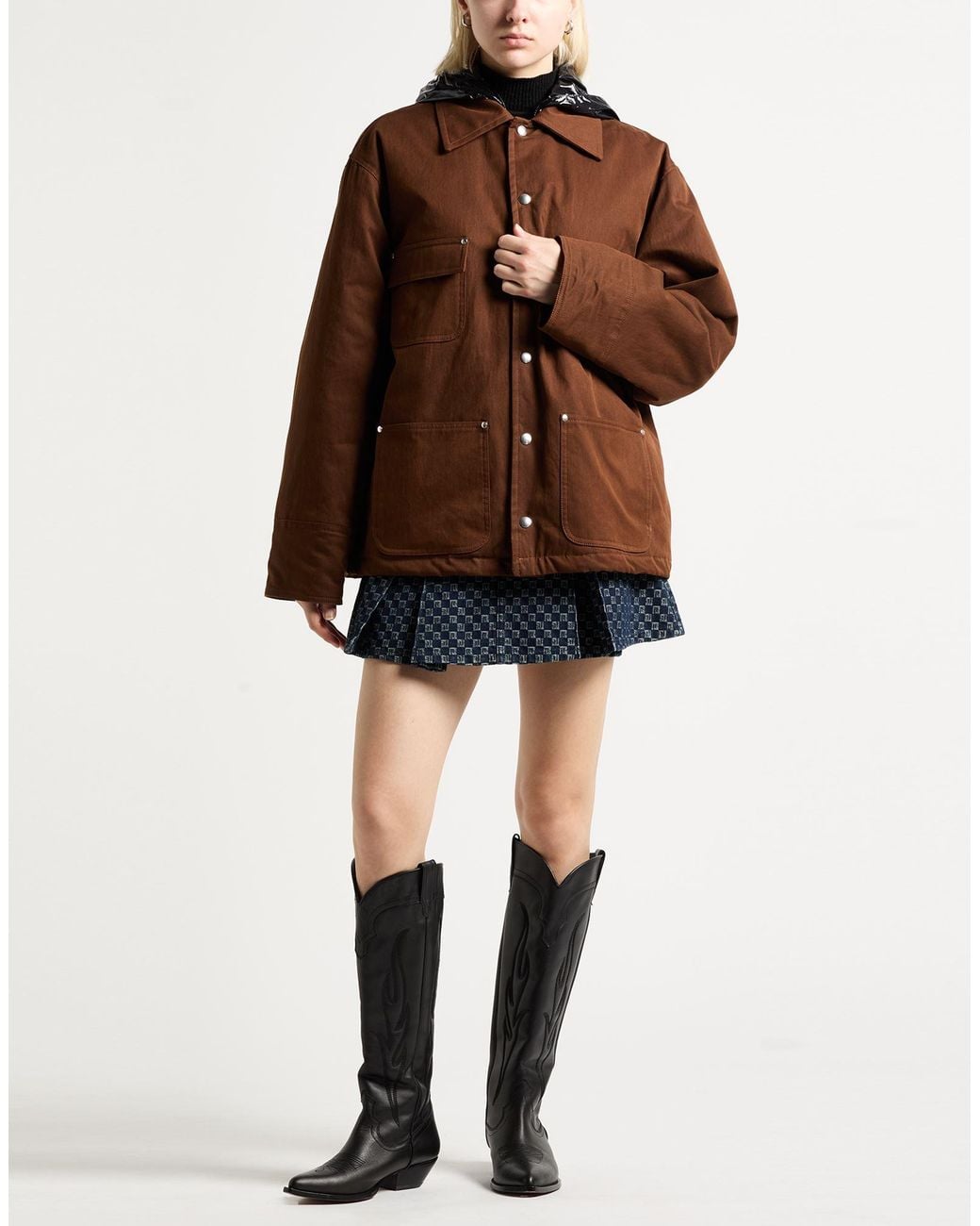 Plan C Brown Jacket Cotton, Polyamide