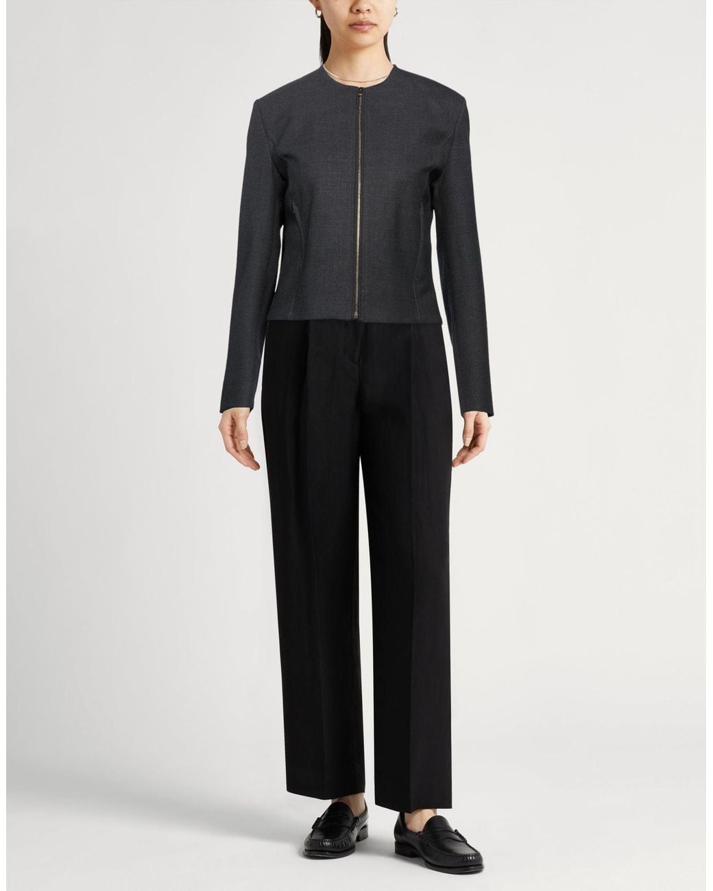 Agnona Black Charcoal Jacket Wool, Elastane, Metal