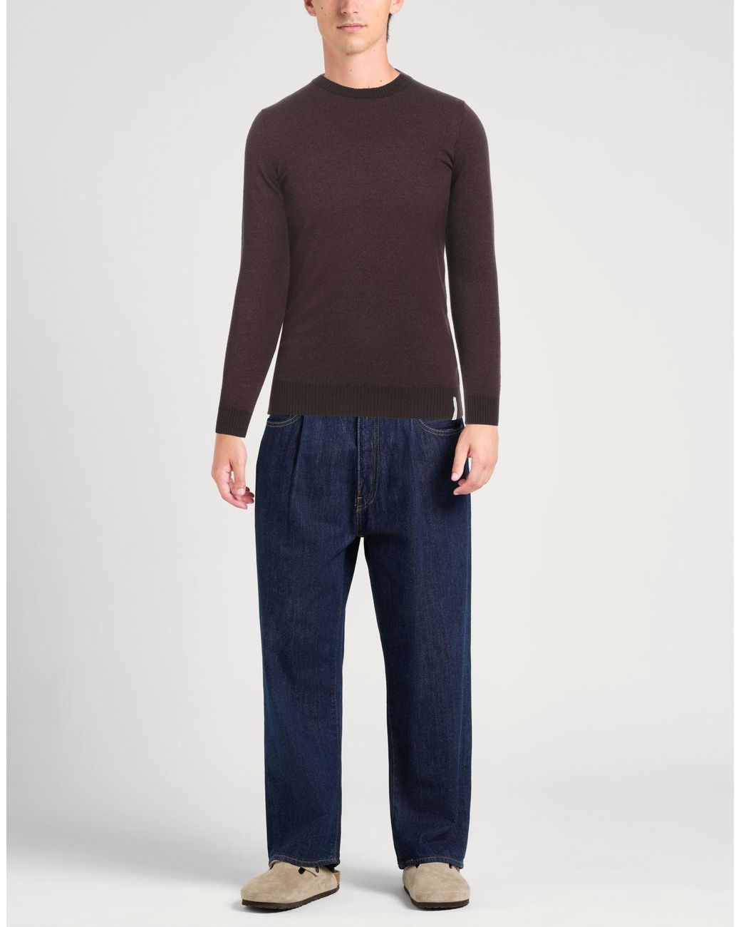 Brooksfield Brown Sweater Wool, Cotton, Polyamide for men