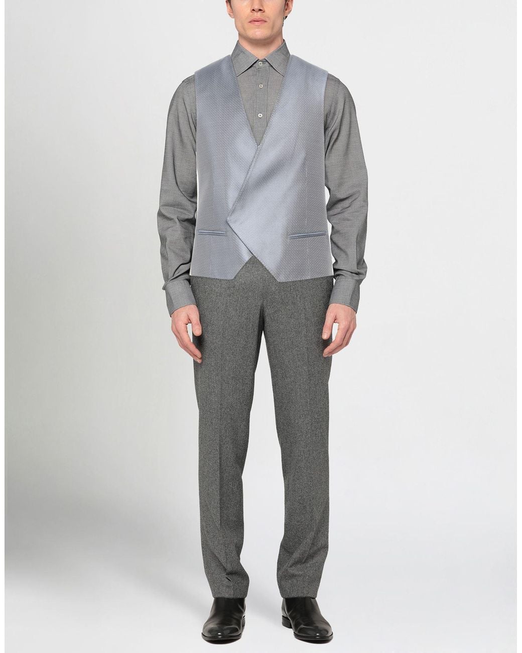 Corneliani Gray Slate Tailored Vest Silk for men